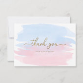 Pink Blue Watercolor Danke Karte (Rückseite)