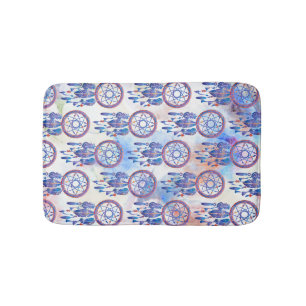 Pink Blue Watercolor Dreamcatcher Modern Boho Badematte