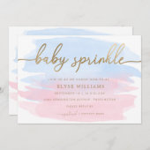 Pink Blue Watercolor Gold Baby Sprinkle Einladung (Vorne/Hinten)