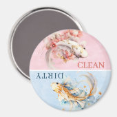 Pink Blue Watercolor Gold Koi Fischgeschirrspüler Magnet (Vorderseite/Rückseite)