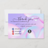 PINK & Blue Watercolor Holographic Design Beauty Dankeskarte (Vorderseite)