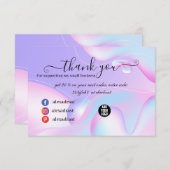 PINK & Blue Watercolor Holographic Design Beauty Dankeskarte (Vorne/Hinten)