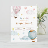 Pink Blue Watercolor Illustrative Gender Reveal Einladung (Stehend Vorderseite)