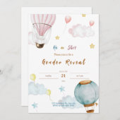Pink Blue Watercolor Illustrative Gender Reveal Einladung (Vorne/Hinten)