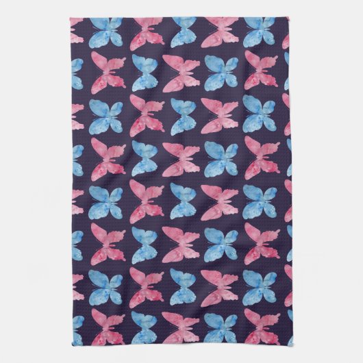 Pink Blue Watercolor Malmuster Geschirrtuch (Vertikal)