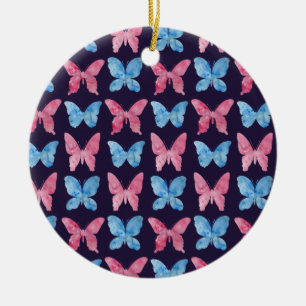 Pink Blue Watercolor Malmuster Keramikornament