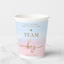 Pink Blue Watercolor Team Girl Team Boy Pappbecher