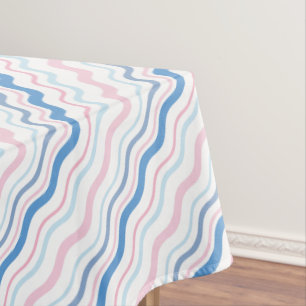 Pink Blue Wavy Lines Tischdecke
