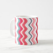 Pink Blue Wavy Zigzag Muster Kaffeetasse (Vorderseite Links)