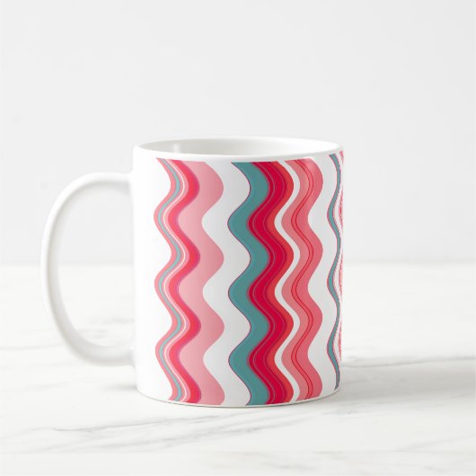 Pink Blue Wavy Zigzag Muster Kaffeetasse (Links)