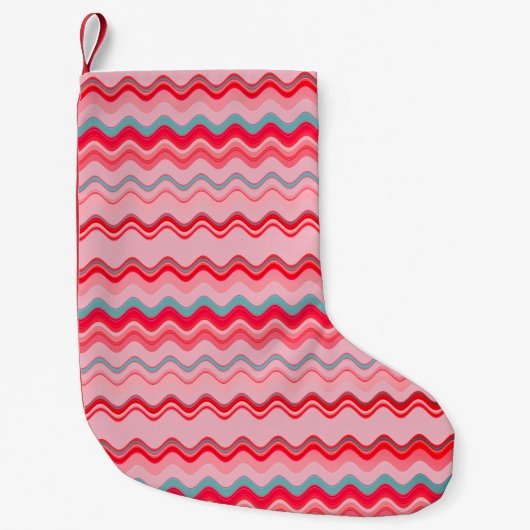 Pink Blue Wavy Zigzag Muster Kleiner Weihnachtsstrumpf (Vorderseite)