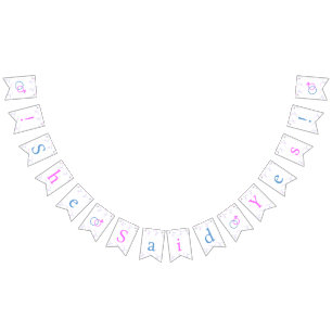 Pink Blue Wedding Rings Sie sagte ja Brautparty Wimpelkette