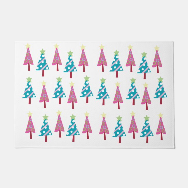 Pink & Blue Weihnachtsbaumen Matt Doormat Fußmatte (Vorderseite)