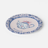 Pink & Blue Weihnachtsbegleiter W/ Damask Border Pappteller (Schrägansicht)