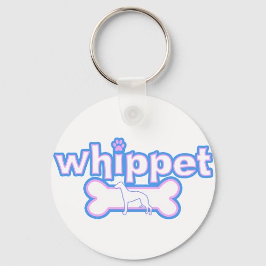 Pink & Blue Whippet Schlüsselanhänger (Vorderseite)