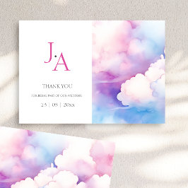 Pink Blue White Clouds Monogram Wedding Danke