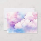 Pink Blue White Clouds Monogram Wedding Danke (Rückseite)