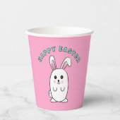 Pink Blue White Happy Osterfest Sonniger Cartoon F Pappbecher (Vorderseite)