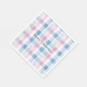 Pink Blue White Plaid Stripes Christmas Serviette (Ecke)