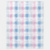 Pink Blue White Plaid Stripes Fleecedecke (Vorderseite)