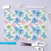 Pink Blue White Plaid Stripes Floral Birthday Seidenpapier (Handwerk)