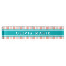 Pink Blue White Stripe Muster mit Name