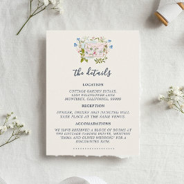 Pink Blue Wildflowers Romantic Garden Wedding Begleitkarte