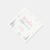 Pink & Blue Winter Onederland Girl 1. Geburtstag Serviette (Ecke)