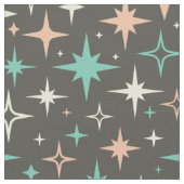 Pink Blue Yellow Atomic Stars on Brown Mid Century Stoff (Nahaufnahme)