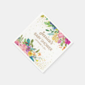 Pink Blue Yellow Baby Dusche Gold Glitzer Weiß Serviette (Ecke)