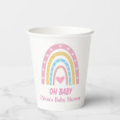 Pink Blue Yellow Boho Regenbogen Oh Baby Dusche Pappbecher (Rückseite)