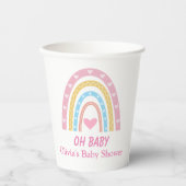 Pink Blue Yellow Boho Regenbogen Oh Baby Dusche Pappbecher (Vorderseite)