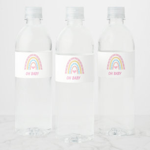 Pink Blue Yellow Boho Regenbogen Oh Baby Dusche Wasserflaschenetikett
