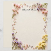 Pink Blue Yellow Dried Flowers Stationery Paper (Vorne/Hinten)