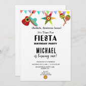 Pink Blue Yellow Mexican Fiesta Birthday Einladung (Vorne/Hinten)