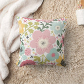 Pink Blue Yellow Modern Floral Kissen (Decke)