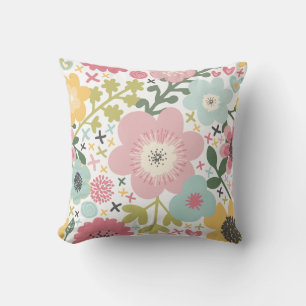 Pink Blue Yellow Modern Floral Kissen