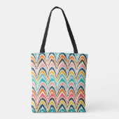 Pink Blue Yellow Monogram Flame Stitch Muster | Tasche (Rückseite)