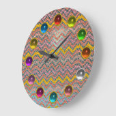 PINK BLUE YELLOW MOSAIC ZICKZACK, FARBIL GEMSTONS GROßE WANDUHR (Winkel)