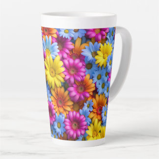 Pink Blue Yellow & Orange Daisis - Latte Tasse