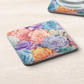 PINK BLUE YELLOW PASTEL DIMENSIONAL PRETTY BLWERKS GETRÄNKEUNTERSETZER (Linke Seite)