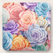 PINK BLUE YELLOW PASTEL DIMENSIONAL PRETTY BLWERKS GETRÄNKEUNTERSETZER (Vorderseite)