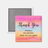 Pink Blue Yellow Rainbow Stripes Danke Magnet (Vorderseite/Rückseite)