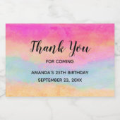 Pink Blue Yellow Rainbow Stripes Danke Schaumweinetikett (Einzelnes Label)