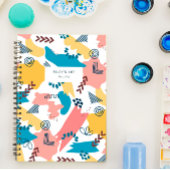 Pink Blue Yellow Shapes Pattern Notizblock