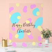 Pink blue yellowhappy birthday kids shapes abstrac acrylschild (Hochzeit)