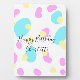 Pink blue yellowhappy birthday kids shapes abstrac fotoplatte