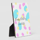 Pink blue yellowhappy birthday kids shapes abstrac fotoplatte (Seite)