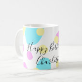 Pink blue yellowhappy birthday kids shapes abstrac kaffeetasse (Vorderseite Links)