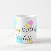 Pink blue yellowhappy birthday kids shapes abstrac kaffeetasse (Mittel)